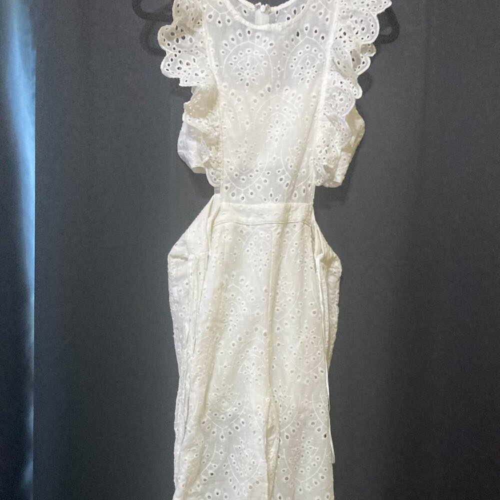 Blue Blush White Cut Out Lace Romper